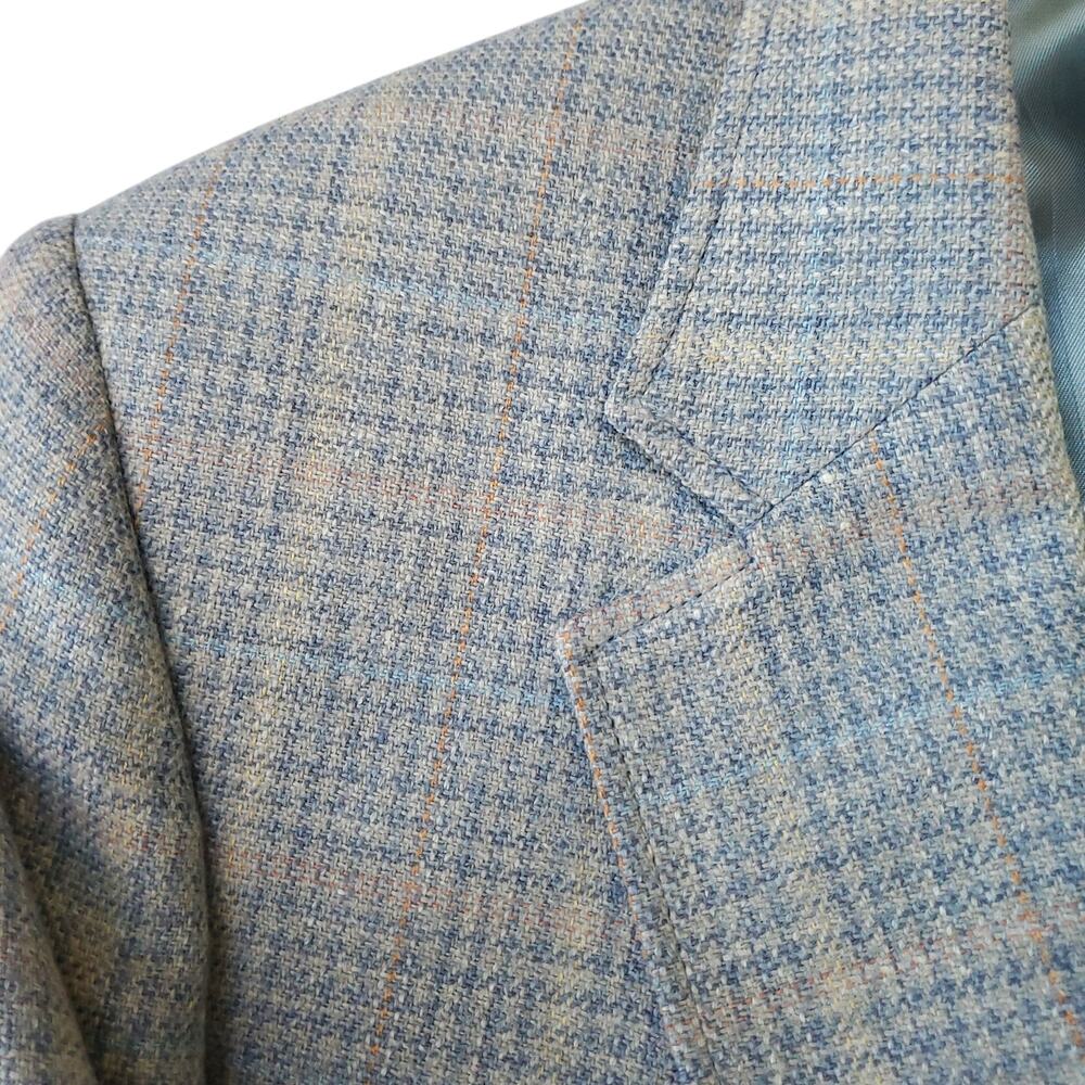 VTG Stafford Ivy Prep Blue Tweed Wool Plaid Check Sport Coat Blazer Jacket 42R - Picture 5 of 16